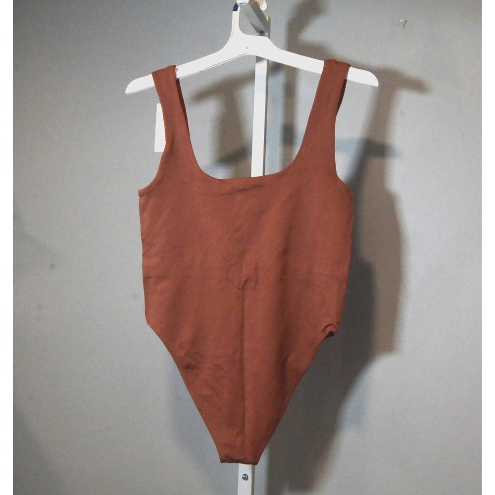 NWT A New Day Women's Size M Rust Body Suit Square Neck Sleeveless.